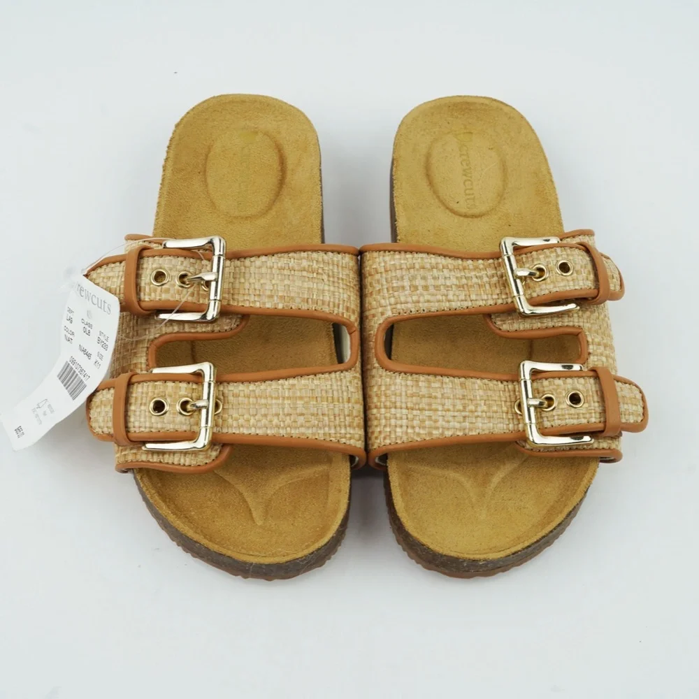 New CREWCUTS JCREW Girls Size 11 K11 Buckle-Strap Sandals in Natural $65 BT233